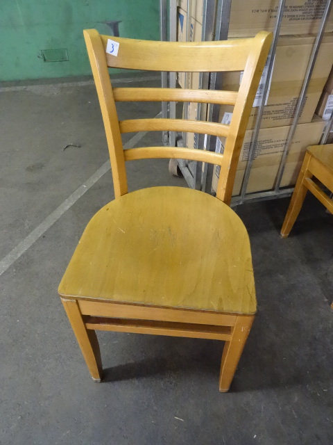 lot 2 image: 8 Solid Wood Restaurant Chairs.