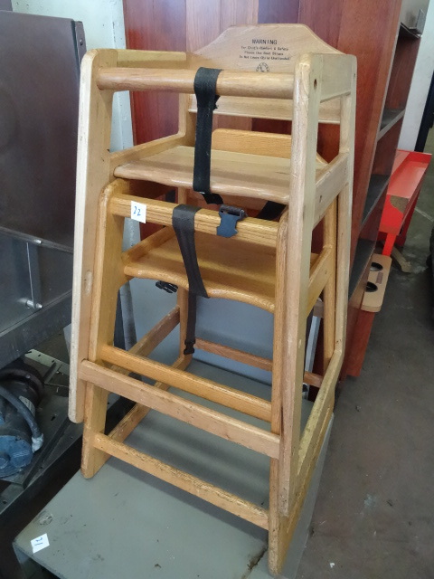 lot 22 image: 2 Wooden High Chairs