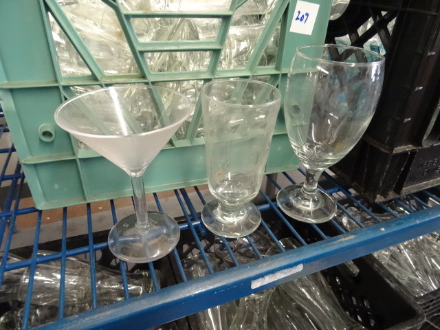 lot 207 image: Misc Glassware and Plastic Martini Glasses