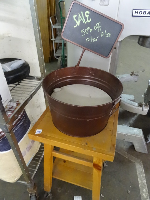 lot 235 image: Wood Retail Stand with Bucket