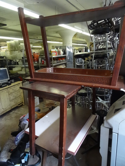 lot 315 image: 1 Metal Framed Table and 2 Wood Framed Tables