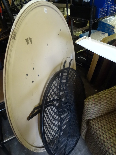 lot 332 image: 1 Metal and 2 Non Metal Patio Tables