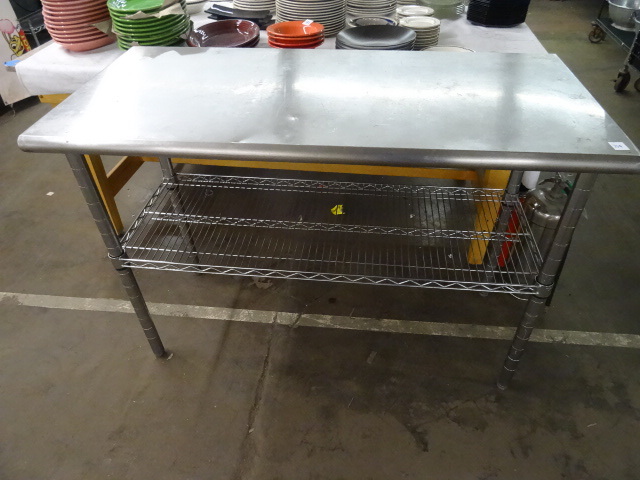 lot 339 image: Stainless Table with Wire Shelf