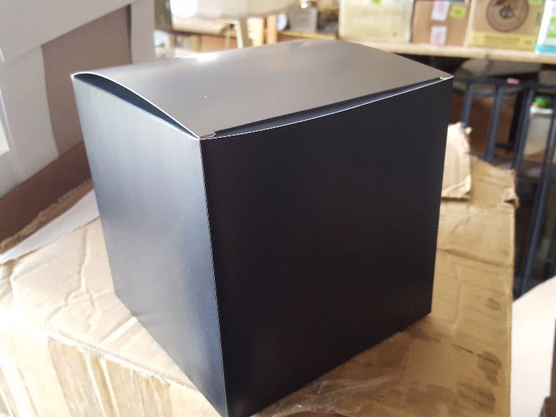 lot 37 image: Box Of 100 Black Gift Boxes 6x6x6