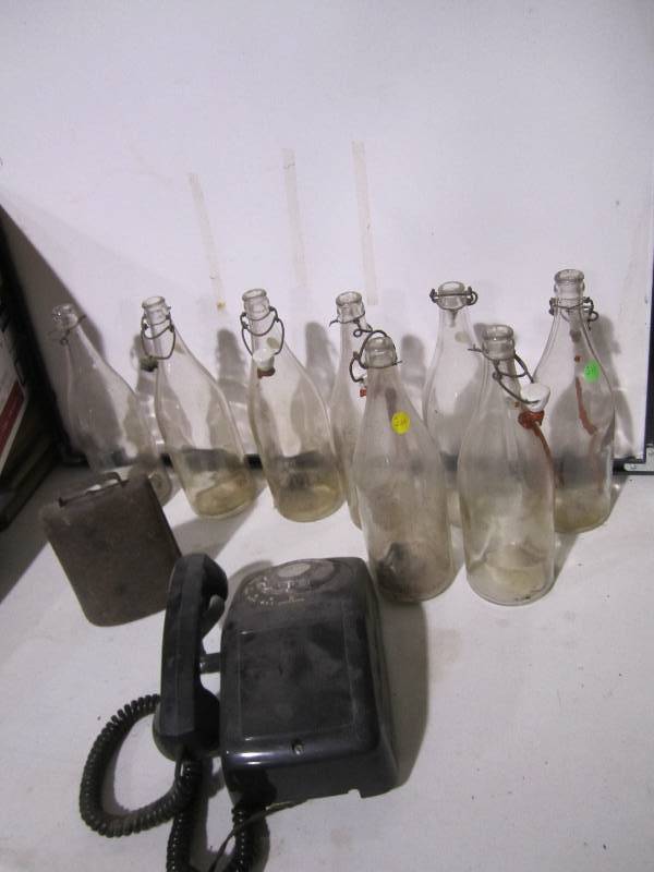 lot 54 image: Lot of vintage bottles, a heavy met...