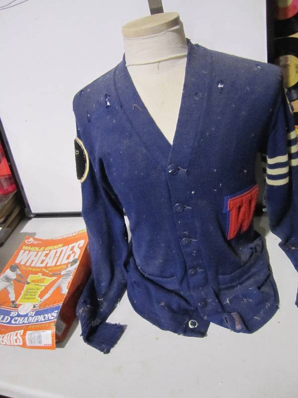 lot 84 image: Vintage letter sweater and Wheaties...