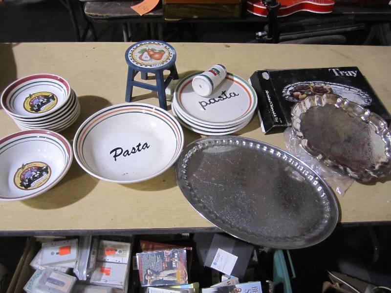 lot 104 image: Lot of pasta dishes and silver plat...