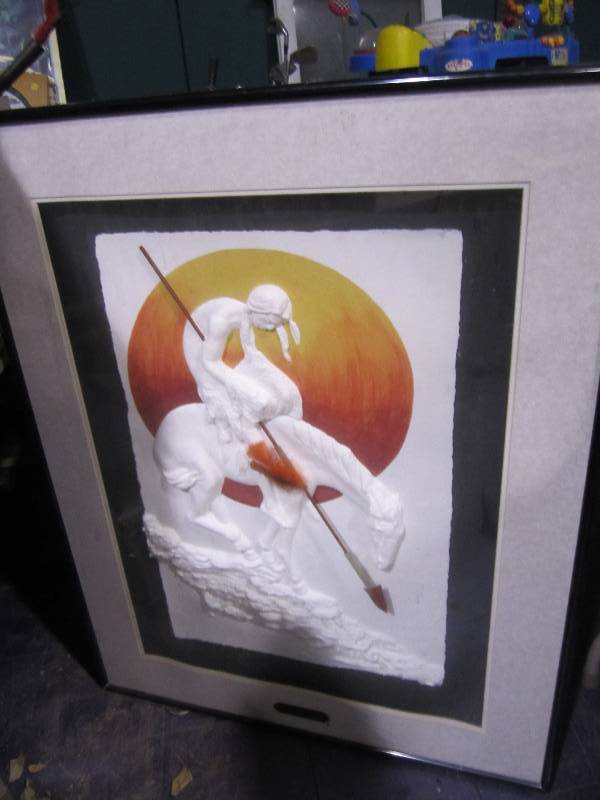 lot 224 image: End of the trail 3D framed art, 32 ...