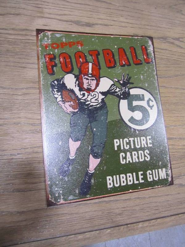 lot 252 image: Metal Tops football sign...