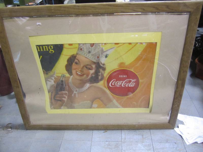 lot 269 image: Frmed coca cola picture 52x41 inche...