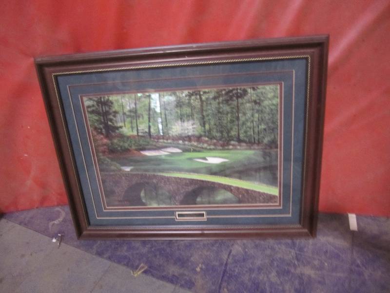 lot 293 image: Framed golf scene print...
