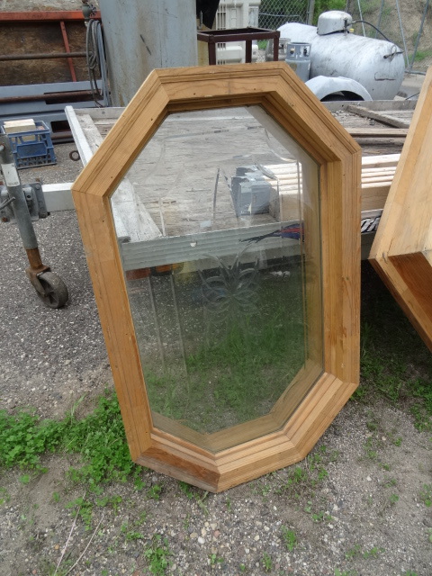 lot 155 image: Beveled Bowtie Glass Elongated wood...