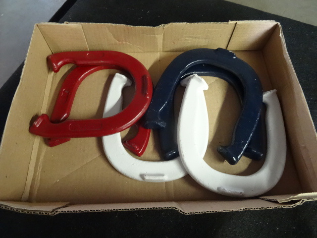 lot 183 image: RedWhiteBlue Horse Shoes, Red- ...