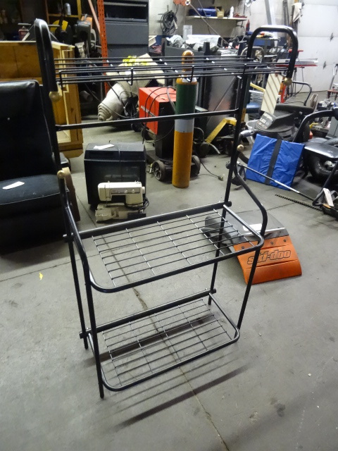 lot 122 image: Black Bakers Rack, metal, 57 x 30 x...