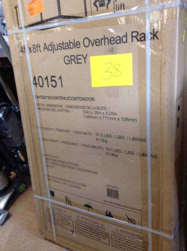 lot 38 image: New Age 4 x 8 Adjustable Overhead Rack Grey New
