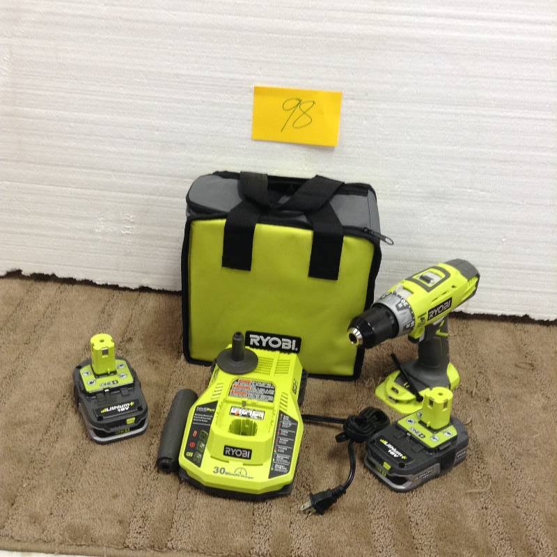 lot 98 image: Ryobi 18Volt One LithiumIon Cordless Hammer DrillDriver