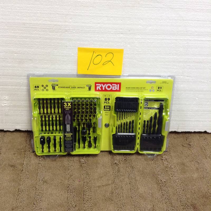 lot 102 image: Ryobi Impact Driving Kit (68 piece) w Black Oxide Drilling Set