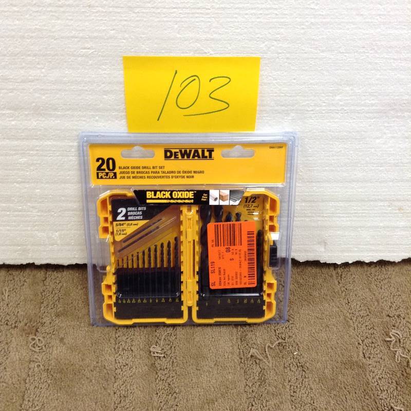 lot 103 image: DeWalt Black Oxide Drill Bit Set (20-Piece)