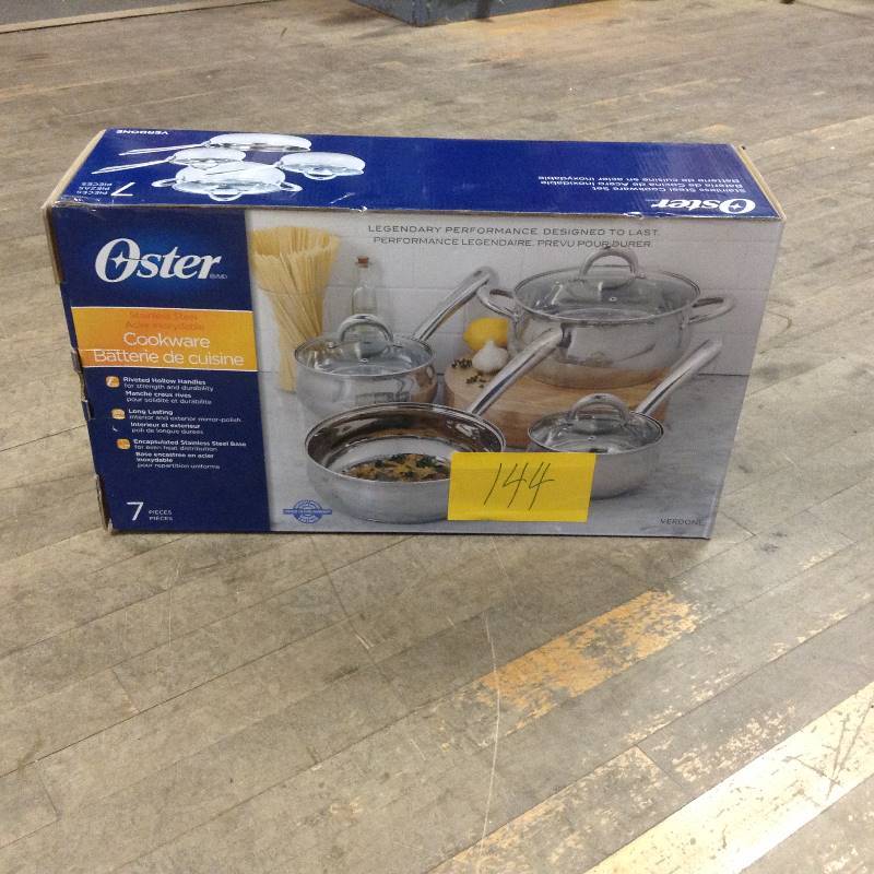 lot 144 image: Oster Stainless Steel Cookware 7 Pcs