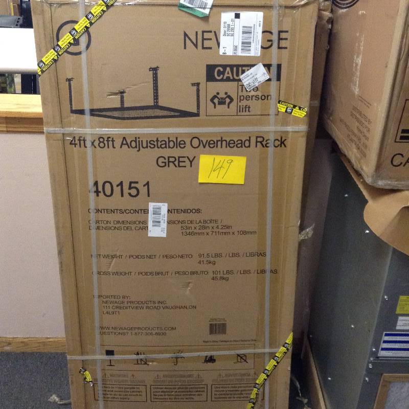 lot 149 image: New Age 4 x 8 Adjustable Overhead Rack New