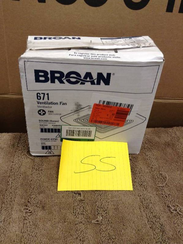 lot 55 image: BroanNutone 671 Bathroom Ventilation Fan  671