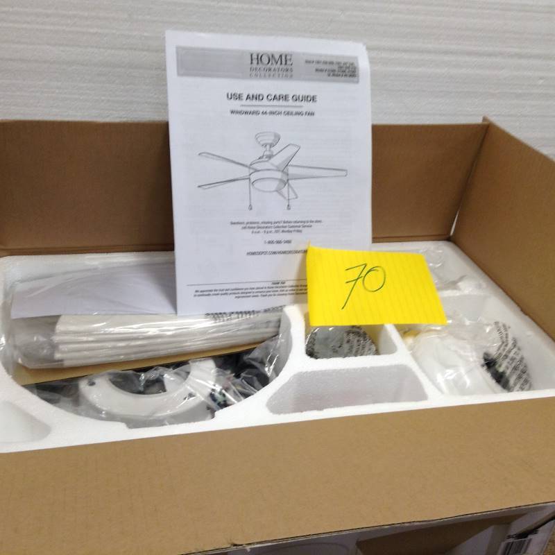 lot 70 image: Home Decorators Collection 44 in. Windward Matte White Ceiling Fan