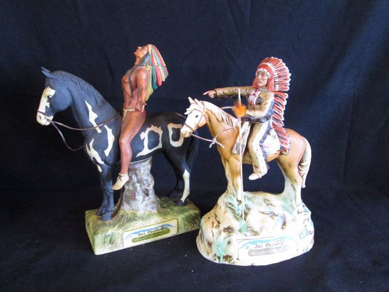 lot 15 image: Ski Country Whisky Indian Decanters