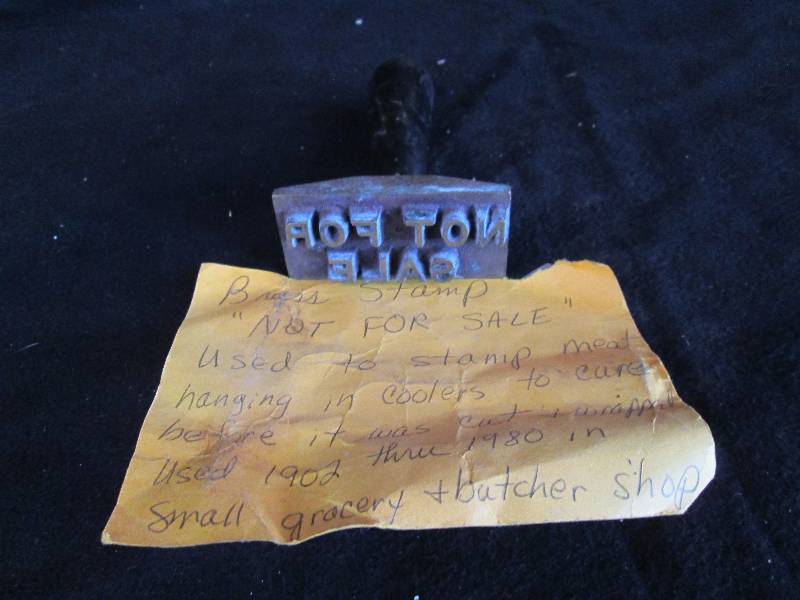 lot 49 image: Antique Butcher Shop Brass Stamp