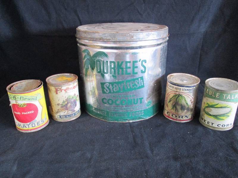 lot 56 image: Vintage Tin food Containers