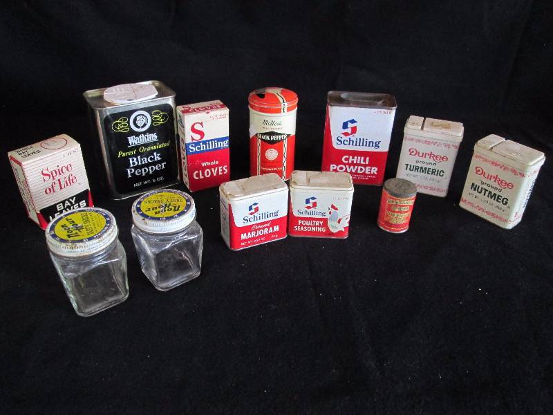 lot 61 image: Vintage Spice Tins