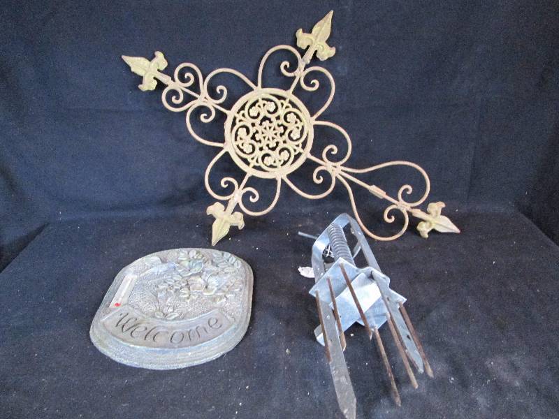lot 158 image: Metal Cross & Mole Trap