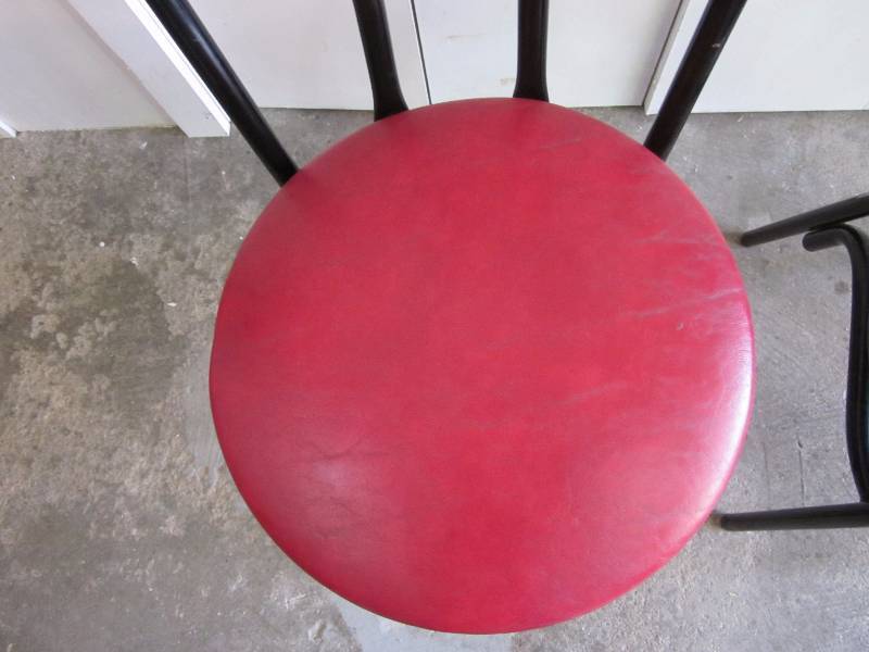 lot 155 image: 2 Metal Chairs with Red Vinyl Seat