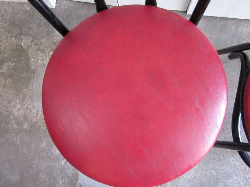 lot 156 image: 2 Metal Chairs with Red Vinyl Seat