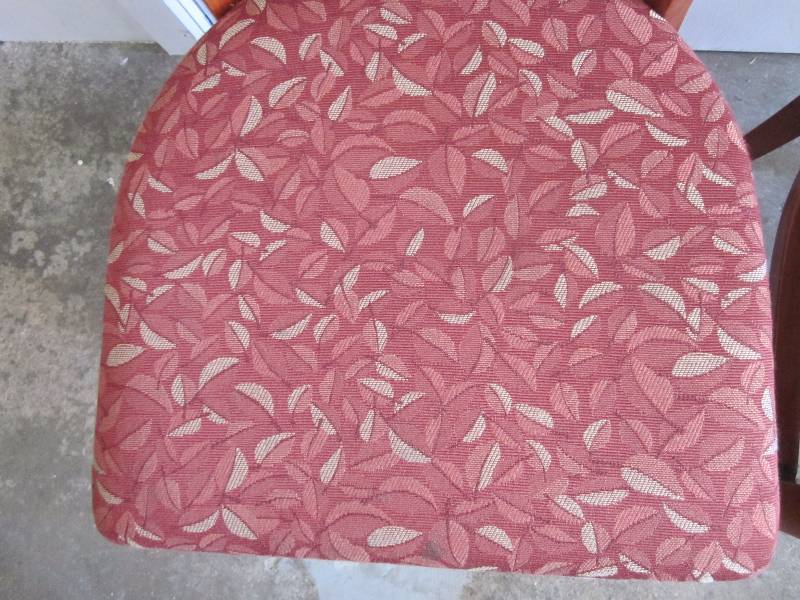 lot 100 image: 2 Wood Chairs with Cloth Seats