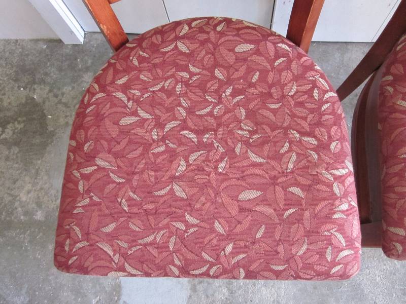 lot 112 image: 2 Wood Chairs with Cloth Seats