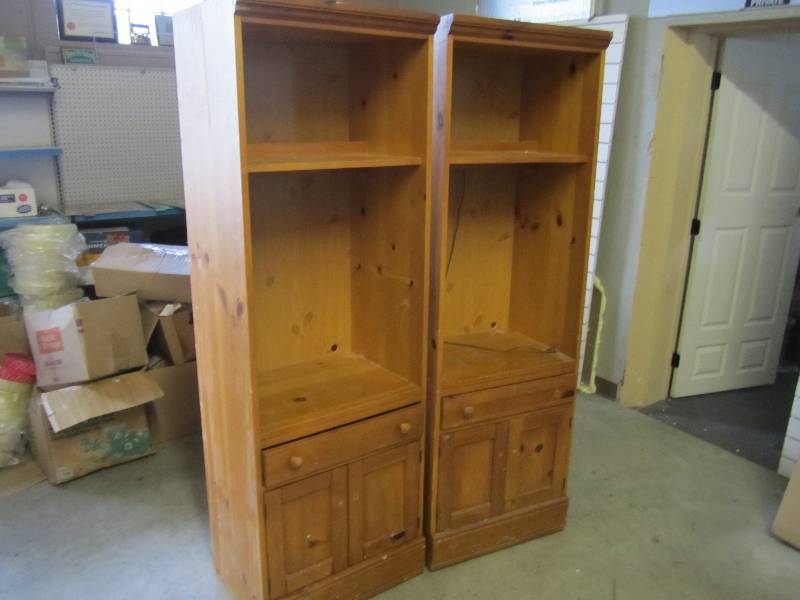lot 160 image: Lot of 2 upright cabinets. Need a l...