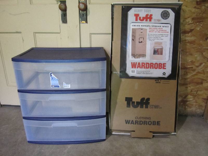 lot 181 image: 3 drawer organizer and wardrobe box...