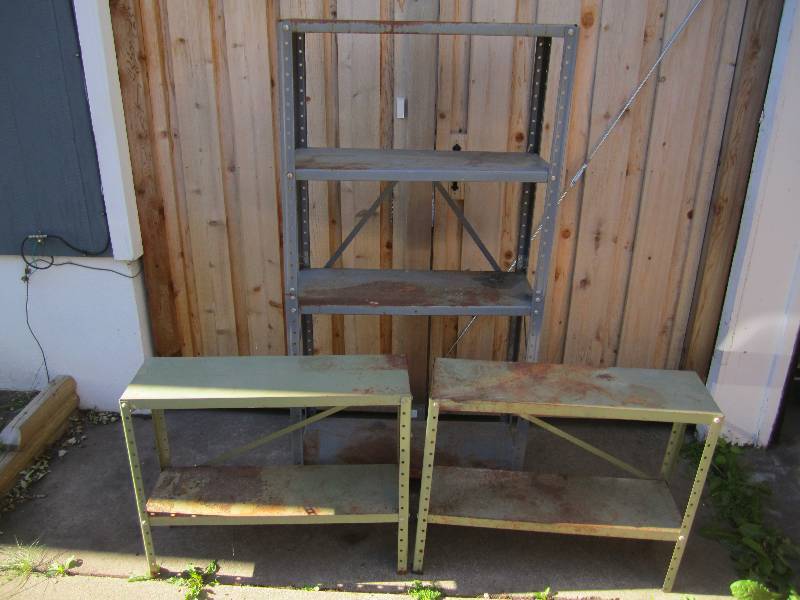 lot 191 image: Lot of 3 metal shelves. 1-12x30.5x5...