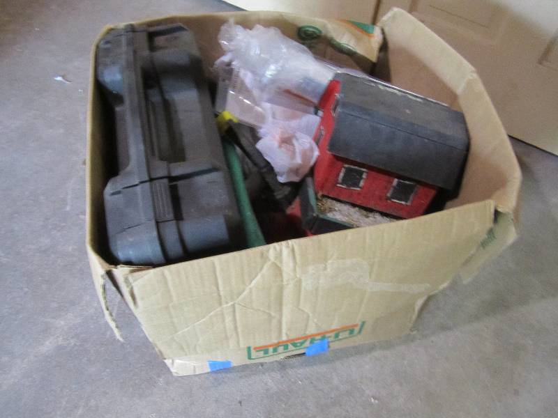 lot 203 image: Box full of misc items. plumbing fi...