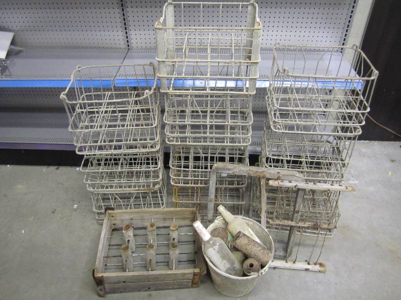 lot 210 image: Lot of vintage creamery milk crates...