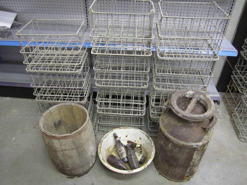 lot 211 image: Lot of vintage creamery milk crates...