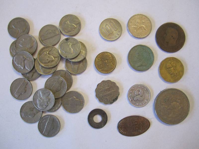lot 233 image: Lot of US nickes and foreign coins....