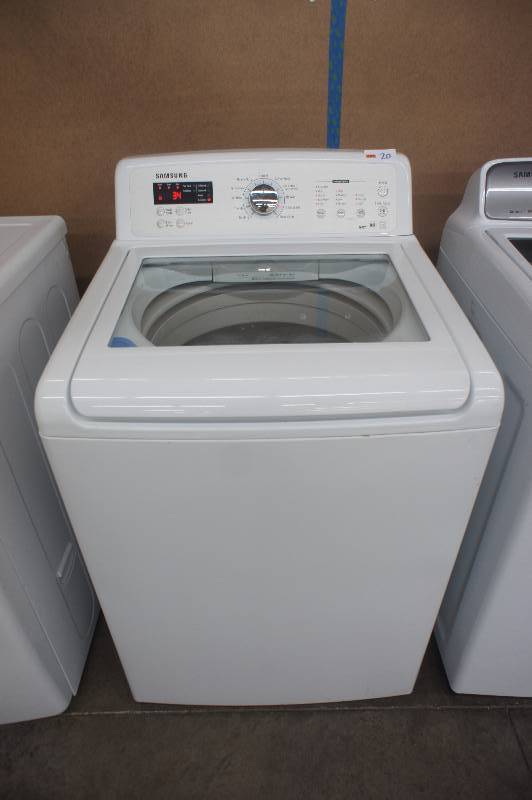 lot 20 image: USED - Samsung 4.7 Cu. Ft. High-efficiency Top-load Washing Machine Model # (WA5451ANW)  White Color - Tested Worked - MSRP $ 799.99