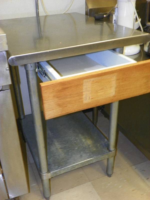 lot 16 image: STAINLESS STEEL WORK SPACE WITH DRAWER