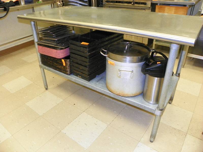 lot 36 image: STAINLESS STEEL WORK SPACE TABLE WITH BOTTOM SHELF, CONTENTS NOT INCLUDED