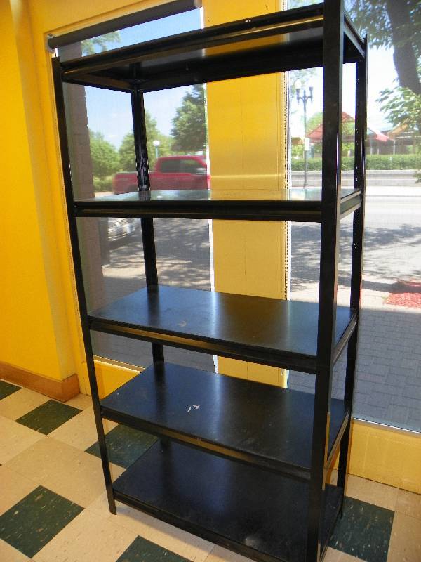 lot 64 image: BLACK SHELVING UNIT