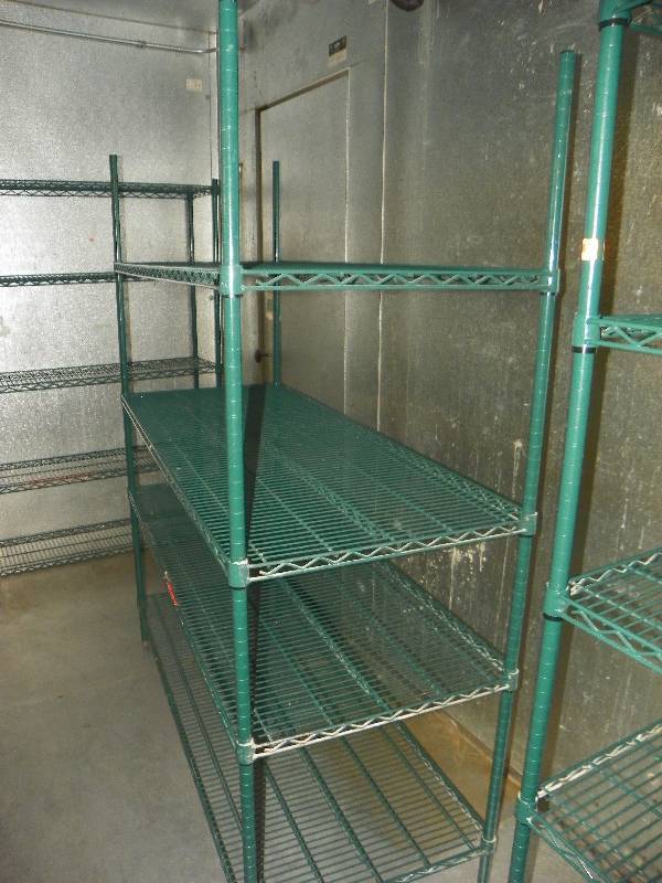 lot 121 image: NSF WIRE RACK SHELVING UNIT, GREEN. 59 WIDE X 72 TALL X 24 DEEP