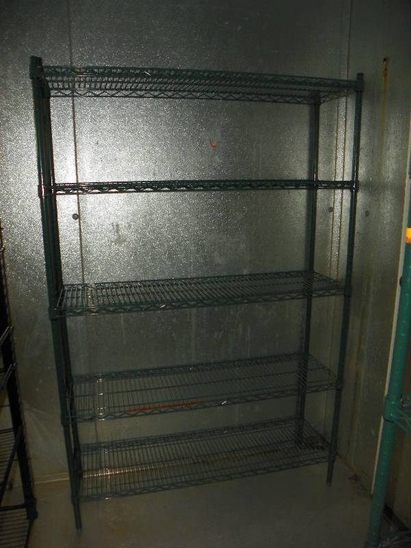 lot 122 image: NSF WIRE RACK SHELVING UNIT, GREEN. 59 WIDE X 72 TALL X 24 DEEP