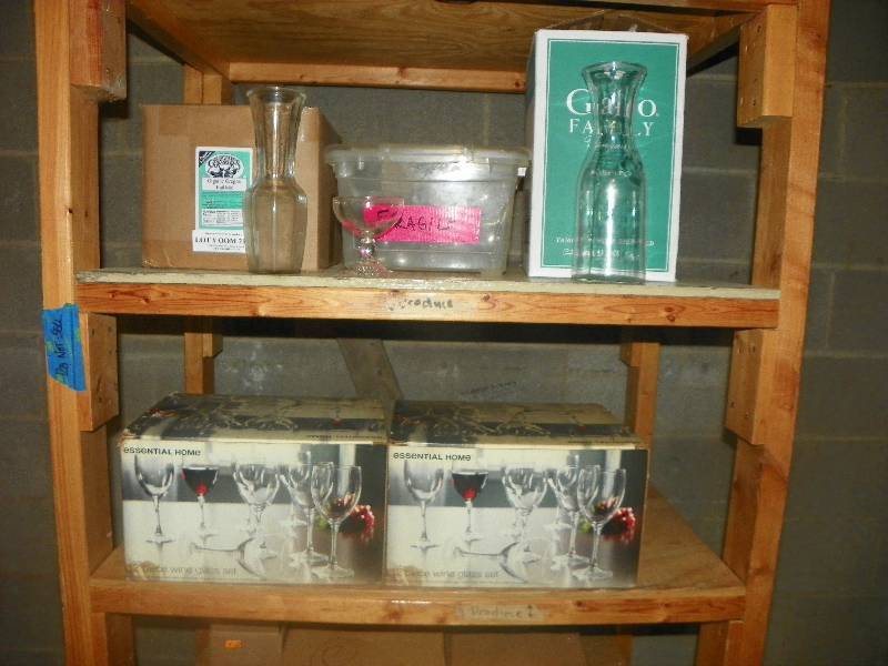 lot 137 image: VASES, WATER DECANTERS AND WINE GLASSES