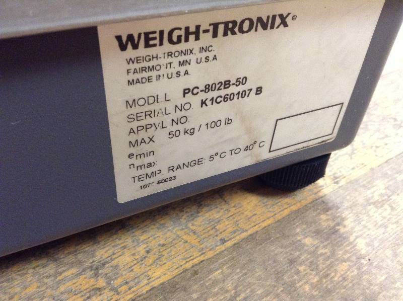 Weigh Tronix Scale Model PC-802B-50 Max 100 Lb used in good working Condition